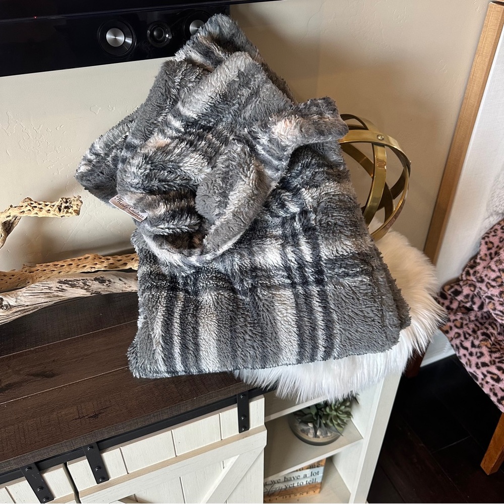 Minky Couture 60X48 Plaid Gray Blanket